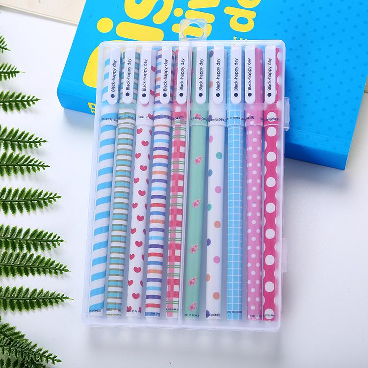 Kawai Stationery Boxed Ten Color Lovely Gel Pen Creative Student Set Office Graffiti Notebook Office School Supplies Accessories