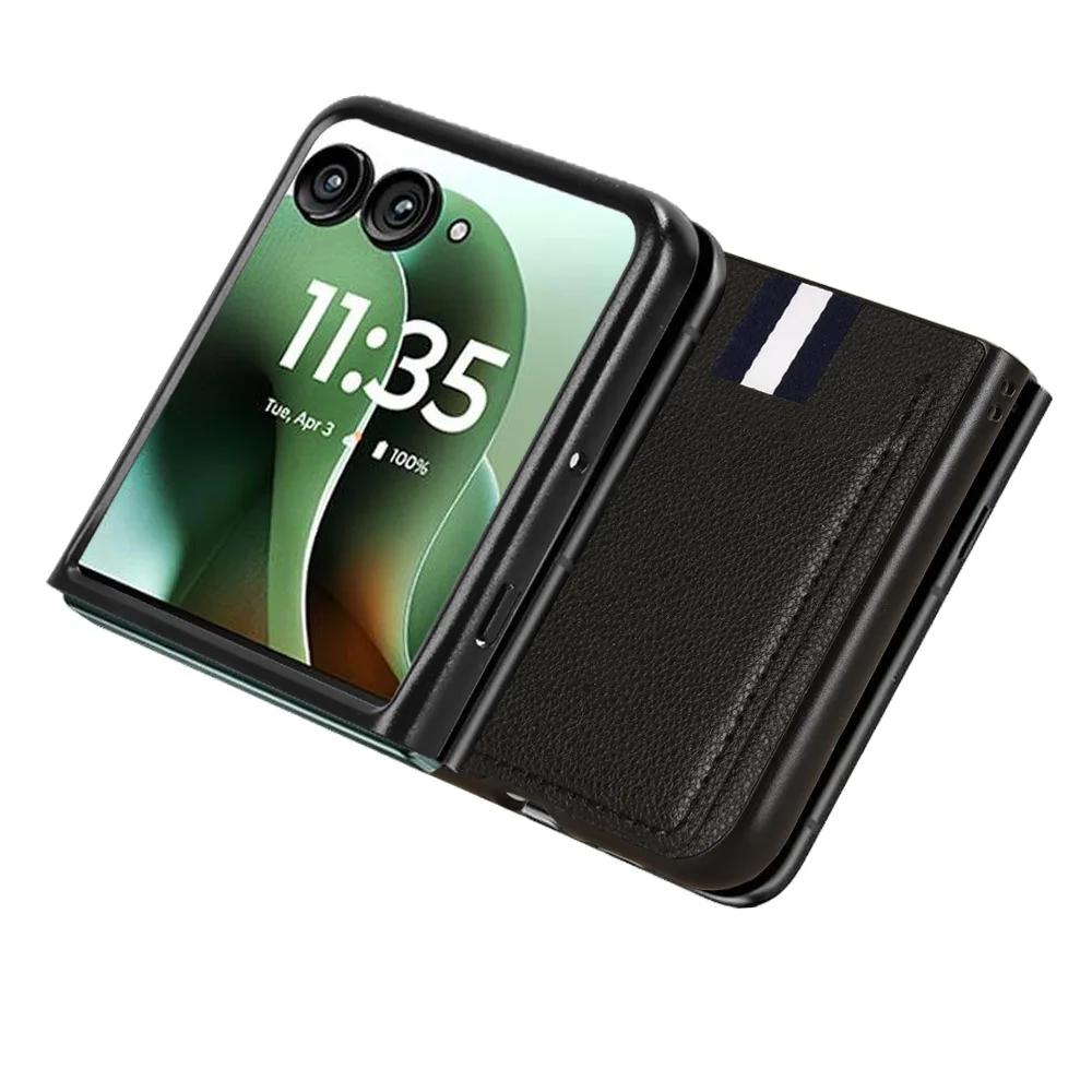 PU Leather Texture Case for Motorola Razr 60 Ultra Moto Razr Ultra 2026 Cover Card Slots Back Shell Coque Fundas Capa
