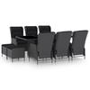 VidaXL, 9-piece Dining Furniture Set with Cushions Wicker Dark Grey