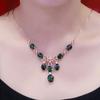 Exquisite Russian 585 Purple Gold Fashion Luxury Greenstone Egg Necklace Color Gold Plated Rose Gold Retro Set Chain