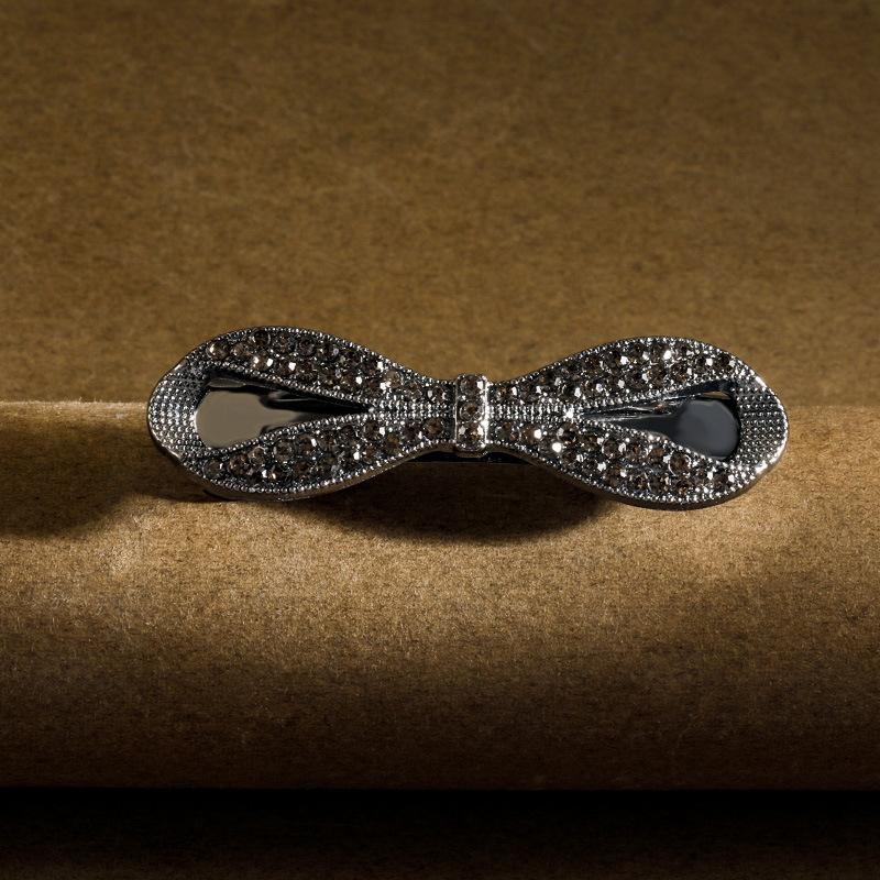 Crystal bow spring clip female ponytail hair accessory at the back of the head hair clip