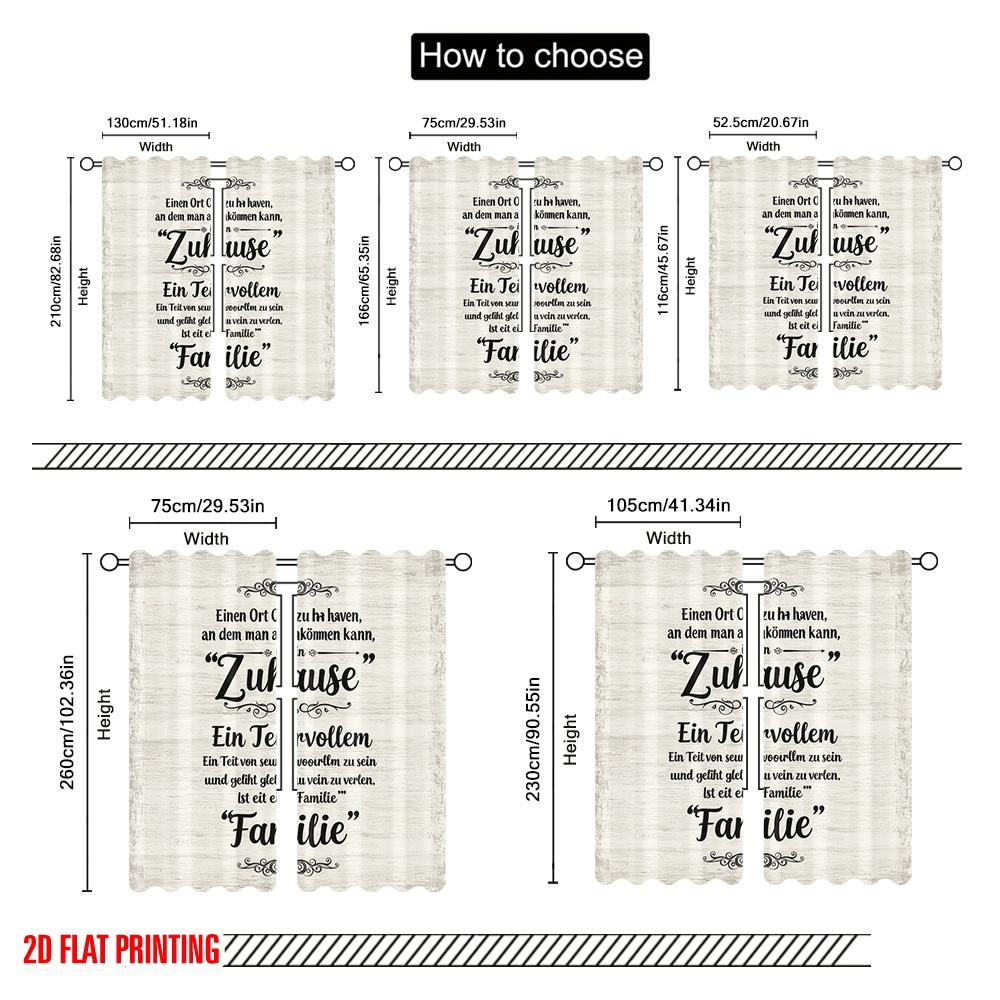 2pcs 2D Flat Printing Curtains Home Family Blessing Polyester Without Electricity All Season Party & Holiday Decor for Festive