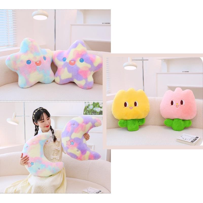 Cute Plush Moon And Star Sleeping Pillow For Girls