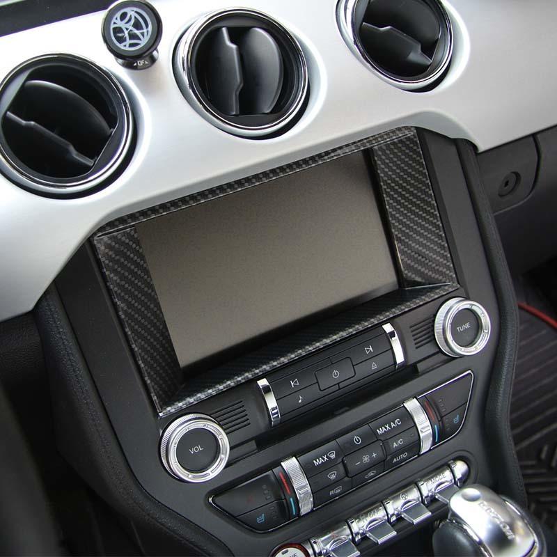 Car Navigation Decorative Panel Decoration Cover Stickers Fit For Ford Mustang 2015 Up ABS Interior Accessories