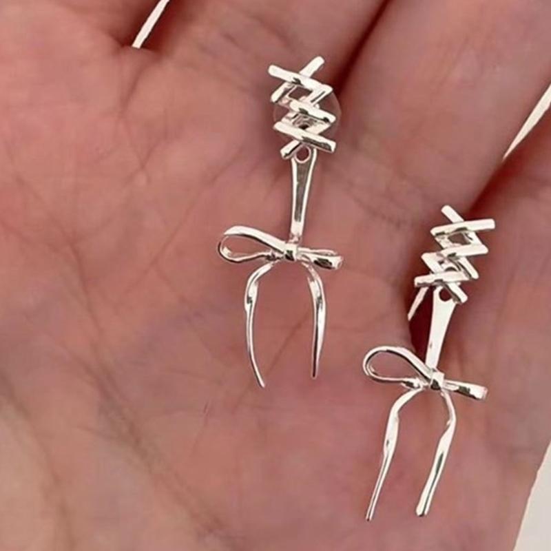 Bowknot Studs Earrings Minimalist Ear Rings Ear Piercing Ornament for Women Girl
