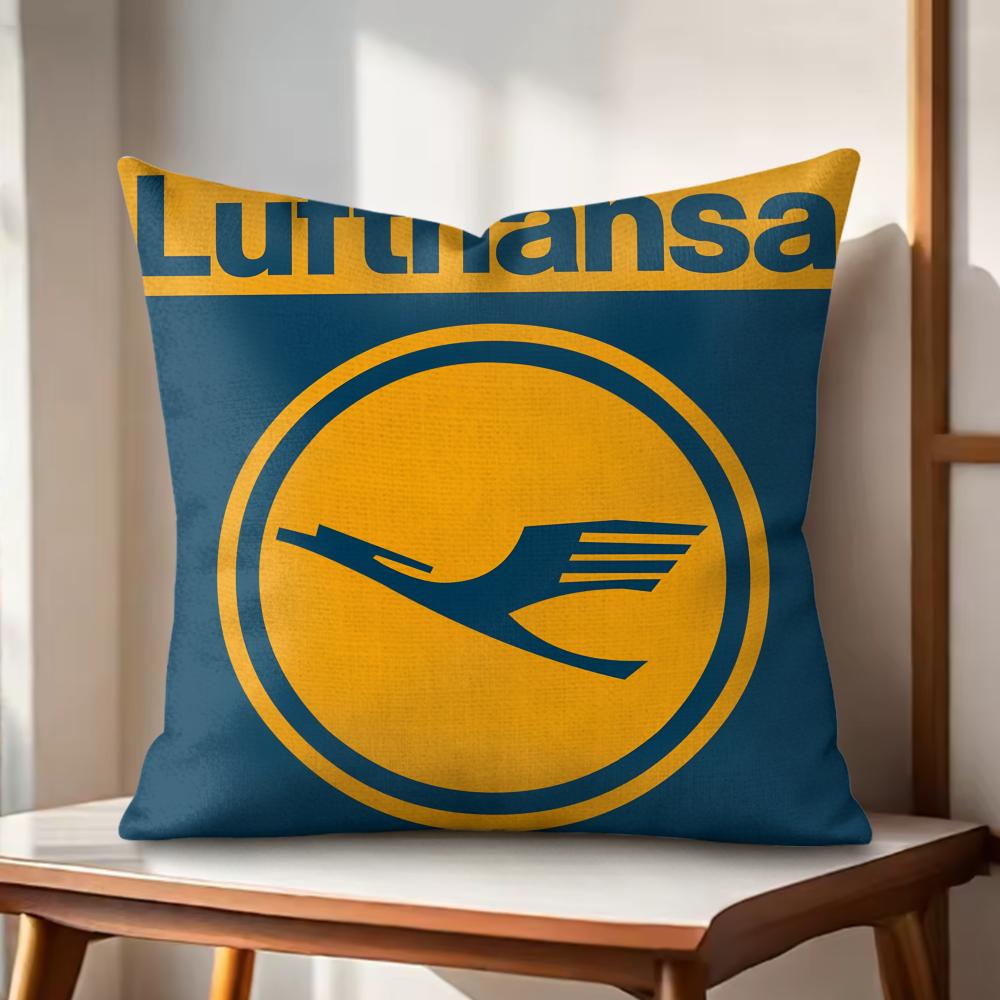 LLufthansaS Airlines Cushion Cover Natural Linen Organic Fabric DoubleSided Printing Couch Pillow Covers Home Decor