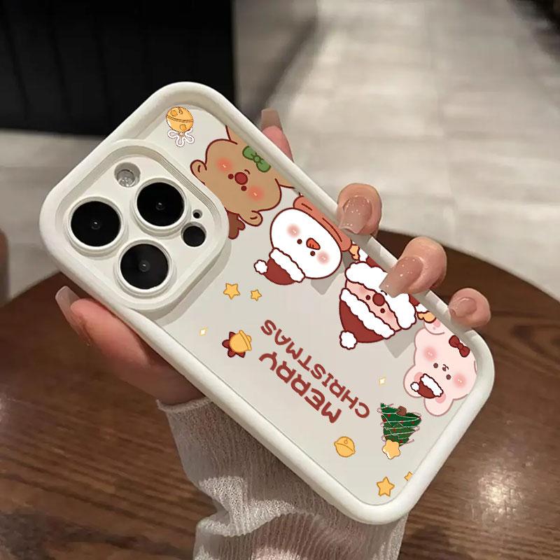 Coque For Iphone 15 13 17 16 Case Christmas Snowman Elk Cute For IPhone 17Air 11 13 12 16 Pro Max 14 Plus Shockproof Phone Cover