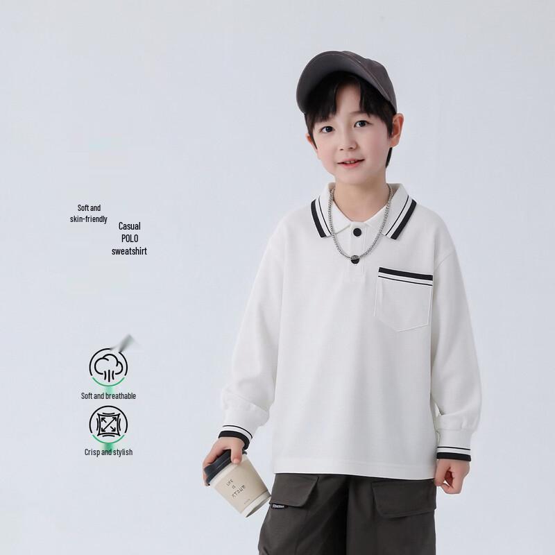 Boys  Long Sleeve Cotton Blend Polo Shirt 160