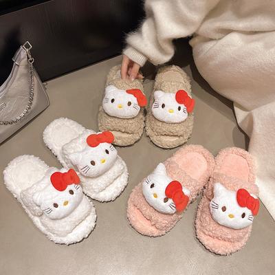 Cute Plush Slippers Women's Winter 2025 New Indoor Warm Home Fashion Kitten Outer Cotton Slippers