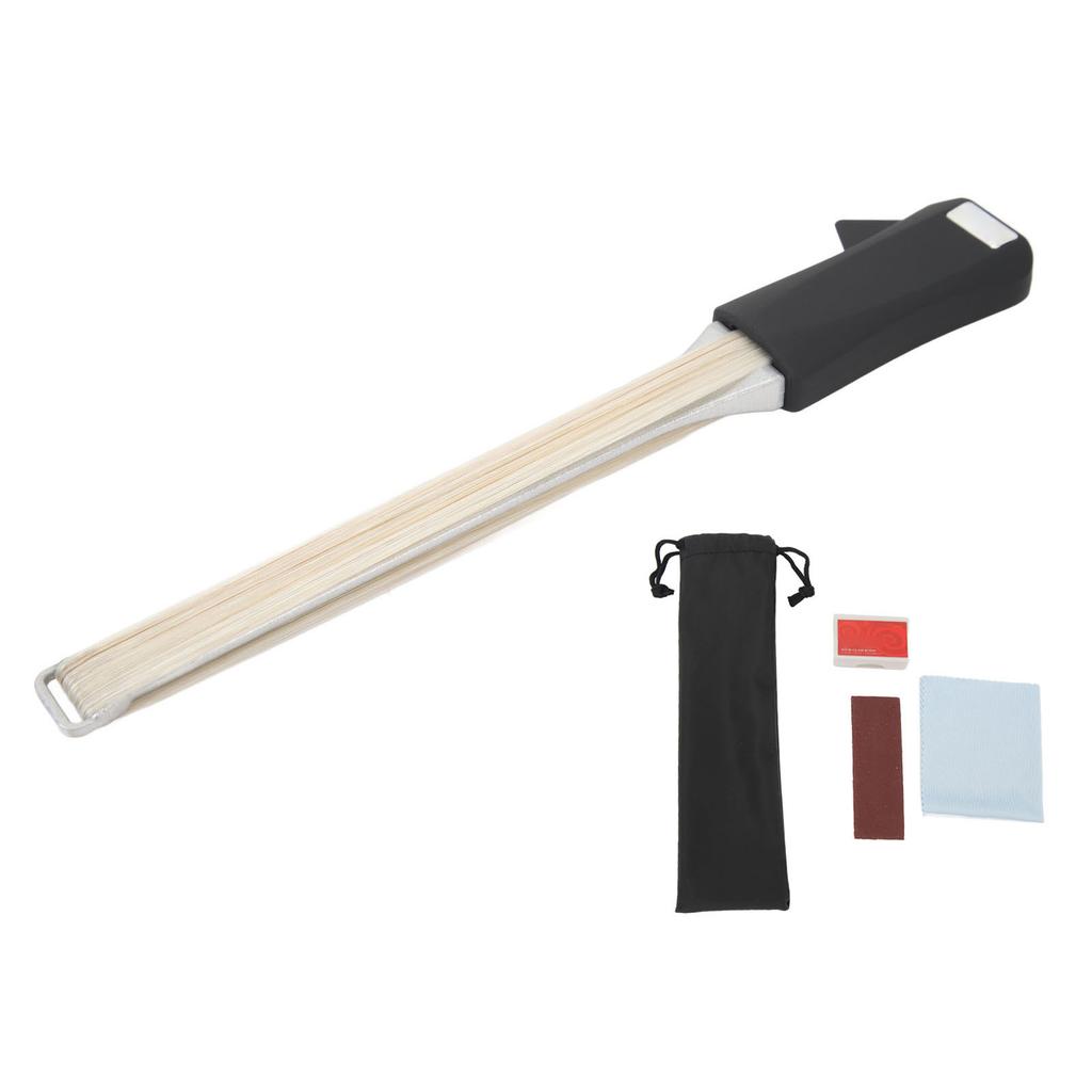 Smyczek do gitary dwustronny z włosia końskiego Uniwersalny smyczek do gry na gitarze z woreczkiem do przechowywania pyłu kalafonii i papieru ściernego