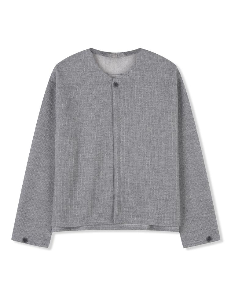 Mugon Rib Crop One-Button Cardigan _ Gray