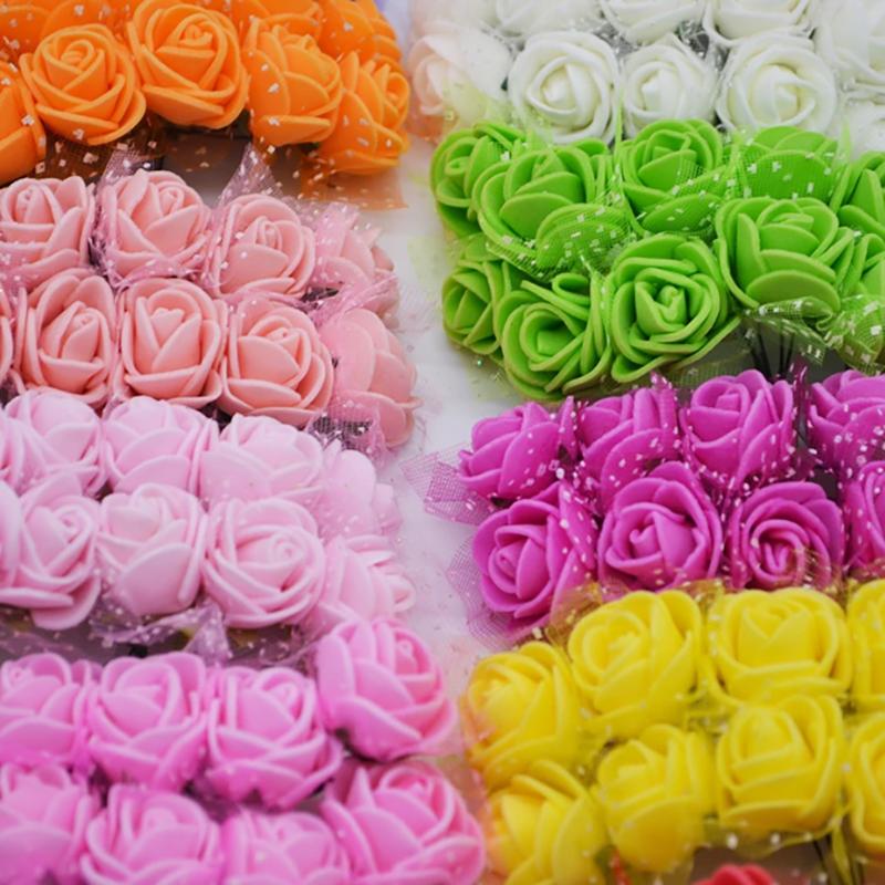 12 STK/Parti Kunstig Blomst Små Bær Pollenbærer Stilk av Ståltråd/Bryllupsblader DIY Krans Roser Kunstig Blomst