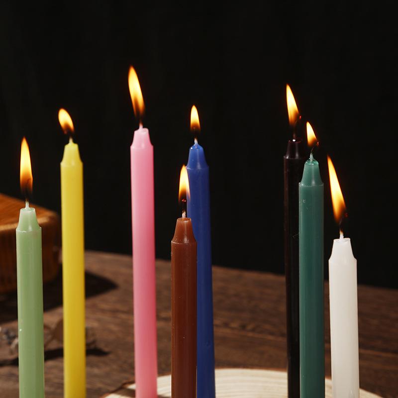 12-Color Smokeless Emergency Candles - Red & White for Candlelight Dinners, Long Rod Design, Household Use