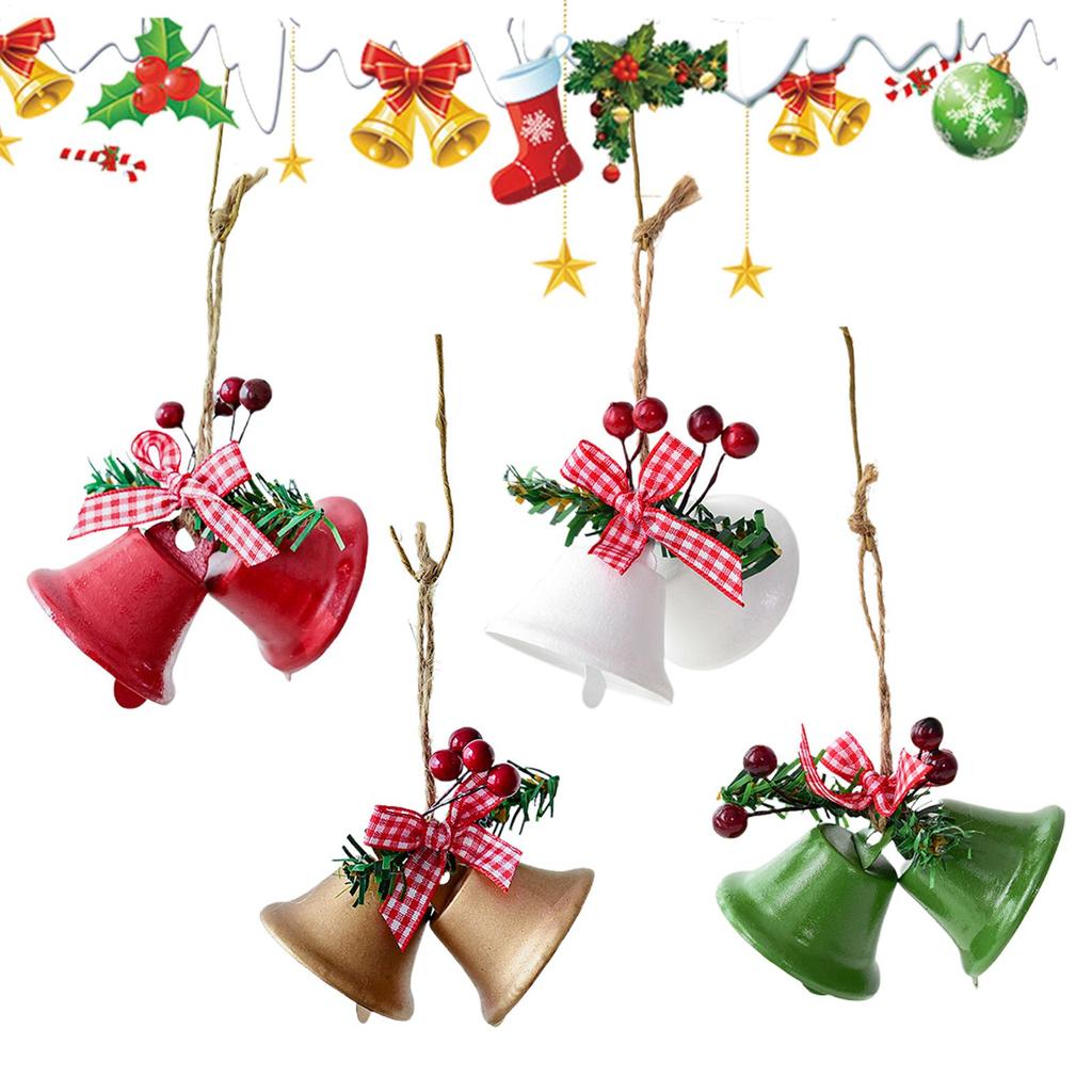 Christmas Ornaments 4 Piece Vintage Metal Hangable Charm Ornamental Bell For Fireplace Window Living Room Tree Door Wreath