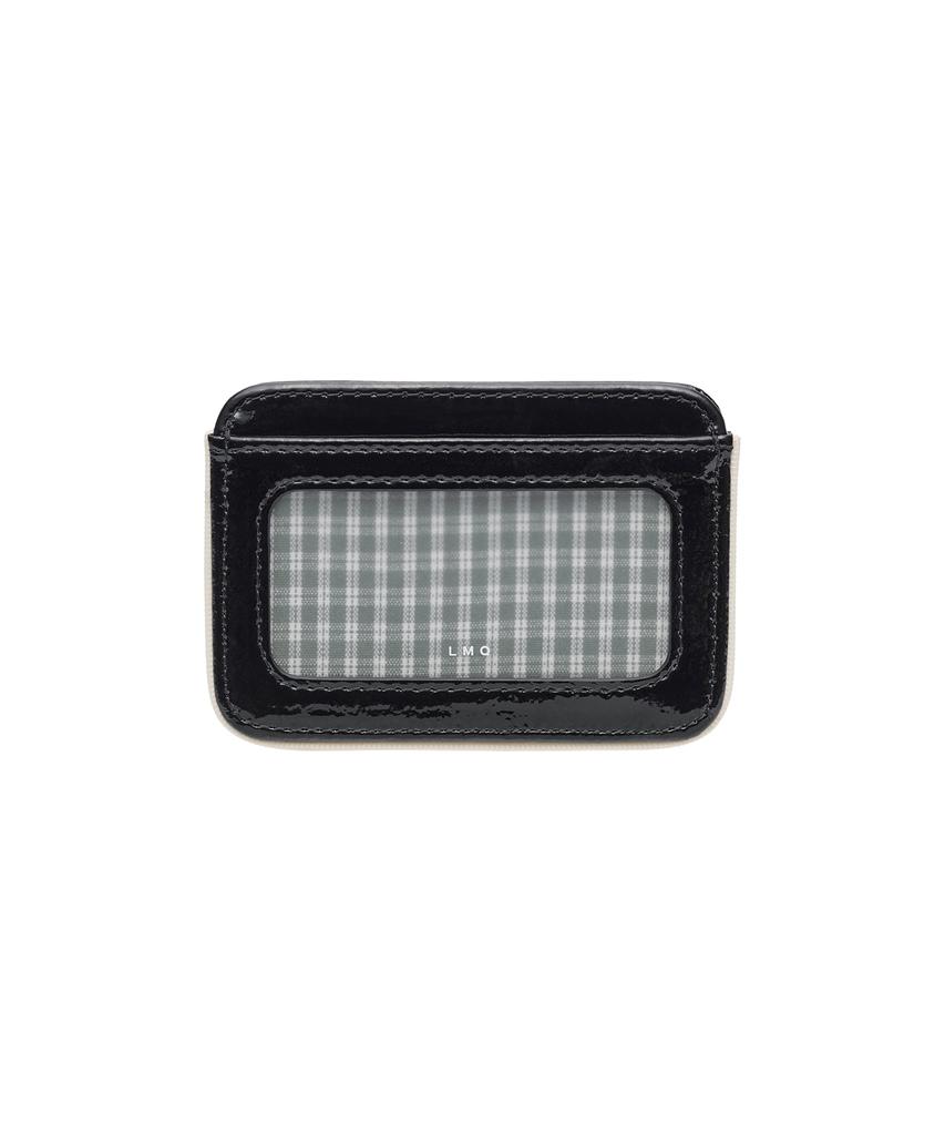 Lemasque Ribbon Piping Cowhide Card Holder Black