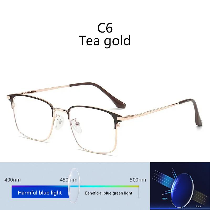 Plain Glasses Metal Full Rim Glasses Men Rectangle Prescription Eyeglass Frames For Optical Lenses Anti Blue Light