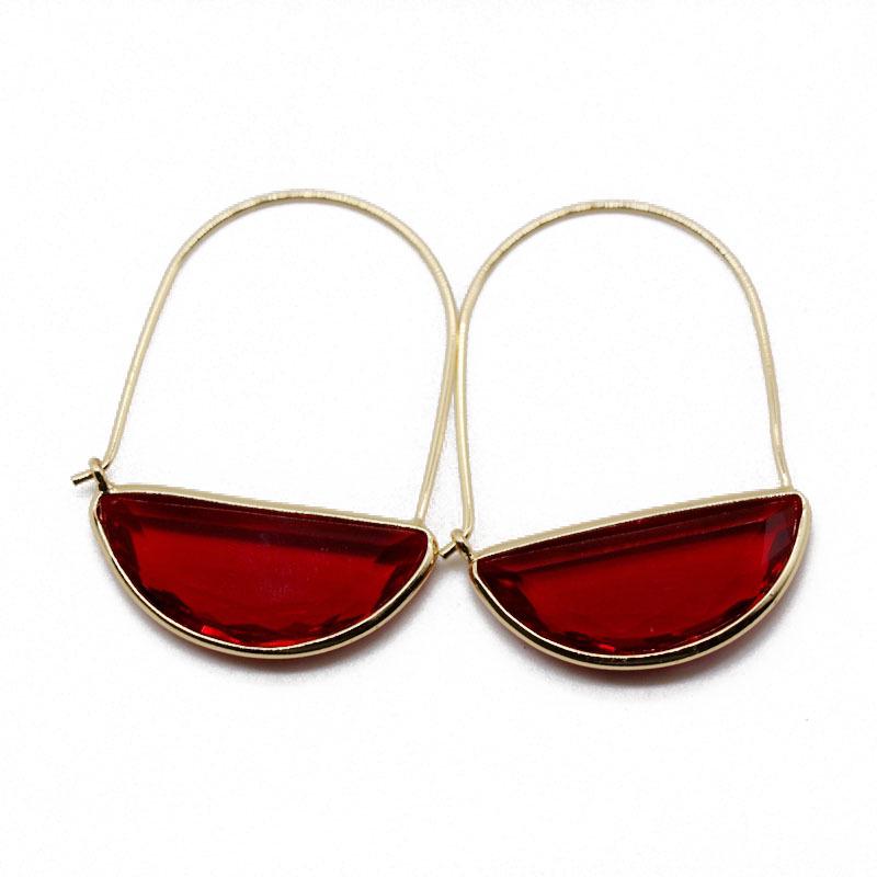 Green Translucent Japanese & Korean Semicircular Crystal Earrings - Versatile & Stylish for Women
