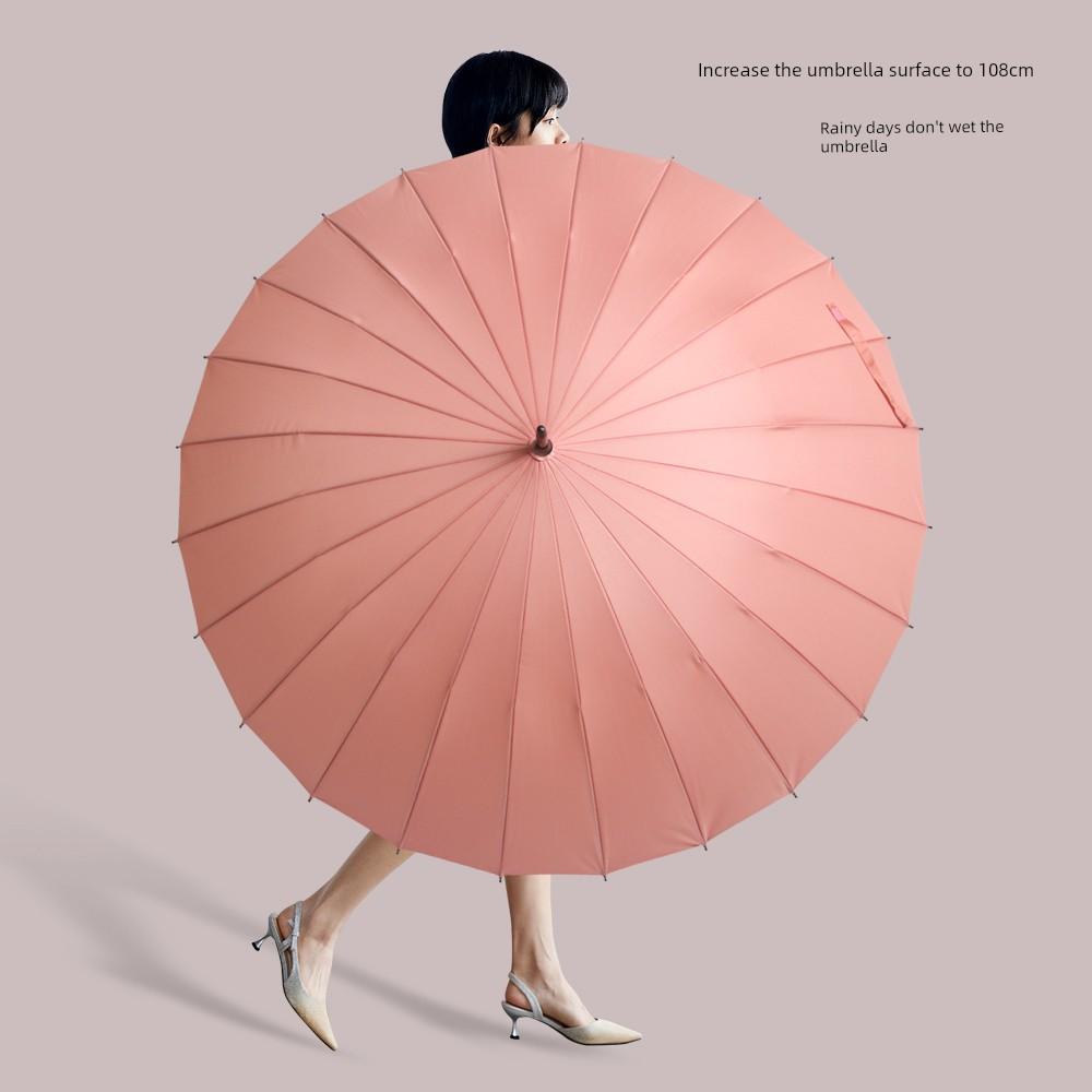 24 Bone Straight Handle Big Umbrella Water Blossom Umbrella Large Female Umbrella for Two Persons Long Handle Straight Umbrella Male Strong Rain