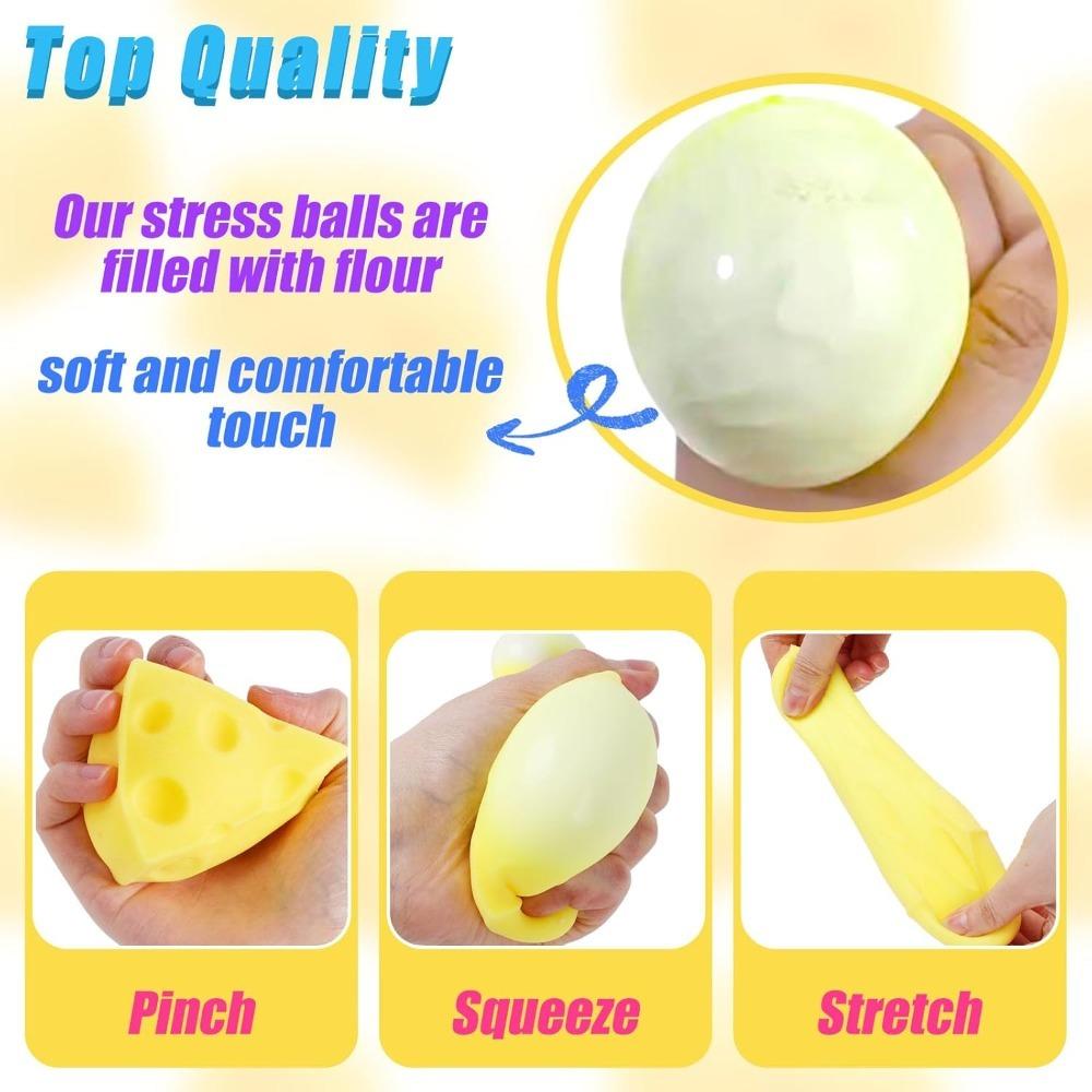Cheese Squishy Stress Ball - Soft Fidget Sensory Toy for ADHD Autism, Slow Rebound Squeeze Toy for Adults Kids, Christmas Gift