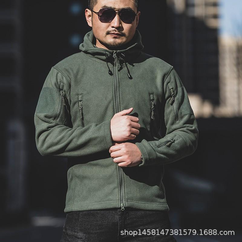 Huanlong Second Generation Hooded Fleece Coat Men s Outdoor Cardigan Camouflage Hiking Suit M зелёный