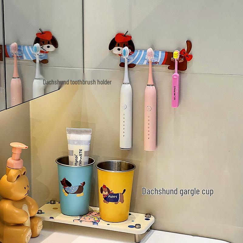 Wall-Mounted Family Bathroom Electric Toothbrush Holder and Storage Rack