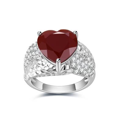 New Retro Style Design Ring Original Designer S925 Sterling Silver Inlaid with Love Shaped Gemstone Ring