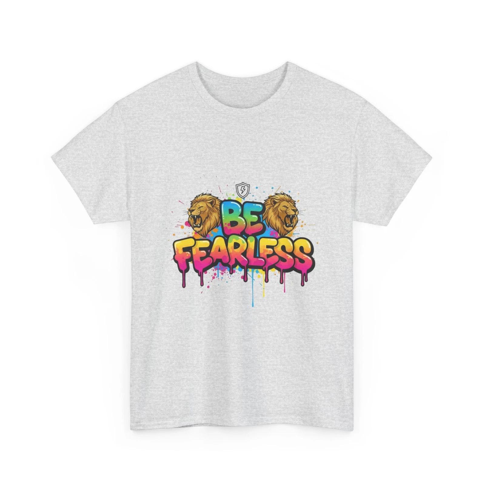 

Be Fearless Lion Graffiti T-Shirt Colorful Drip Motivational Tee XL