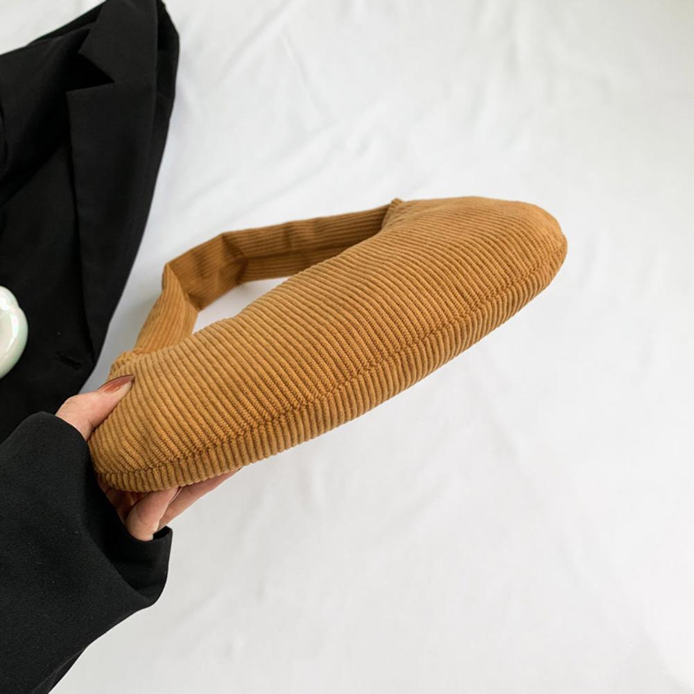 Women Daily Shoulder Bag Large Capacity Corduroy Chic Hobo Bag Solid Color Stylish Underarm Bags Padded Simple Dumpling Bag