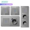 BSEED 1/2Gang Wall Light Switch 1Way LED Mechanical Button Switch With EU Sockets Power USB Type-c Charging Outlets Glass Frame