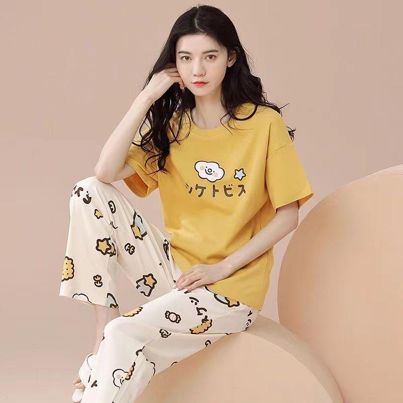 Women s Plus Size Short Sleeve & Long Pants Casual Homewear Set 2XL (130-145 jin)
