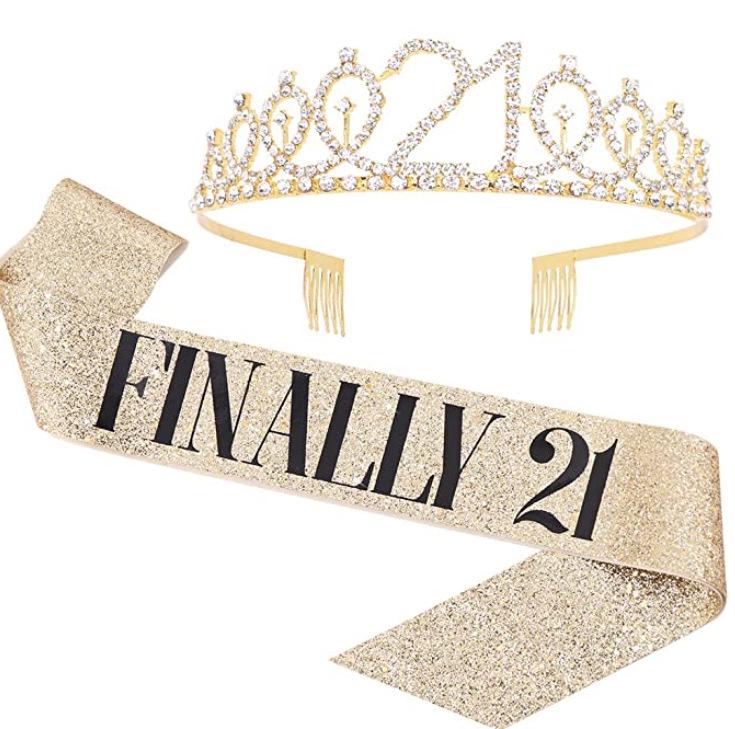 Set de Corona Brillante con Correa para el Hombro y Diadema para Niñas Cumpleañeras