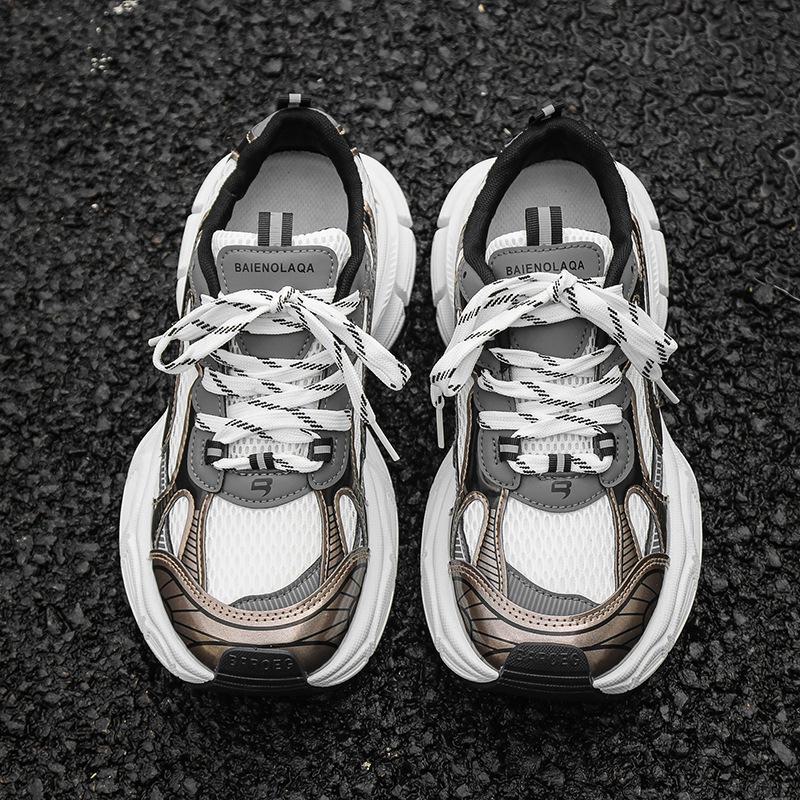 

2023 Мужские сетчатые дышащие кроссовки с низким верхом — толстая подошва, повышенная амортизация, повседневные кроссовки YH917 39 серый