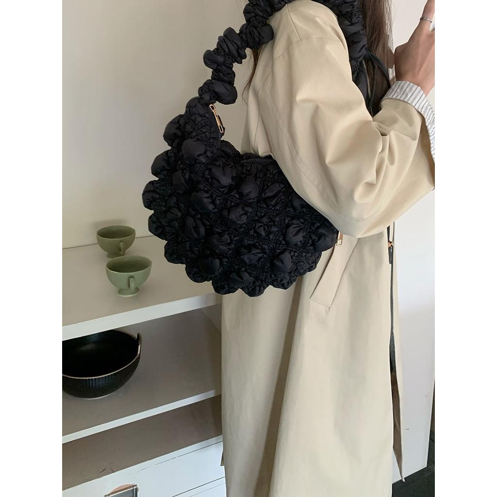 IELGY All-Match One-Shoulder Underarm Korean Version Down Padded Jacket Bag Casual Cross-Body Folded Cloud Bag