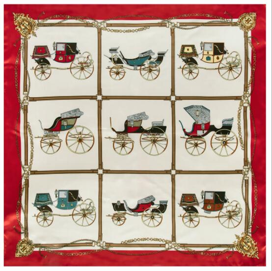 

New 90cm square Silk Scarf Horse Designs Luxury Brand Neckerchief Muslim Headscarf Square Scarves Lady Foulard Female Bandana 90X90CM