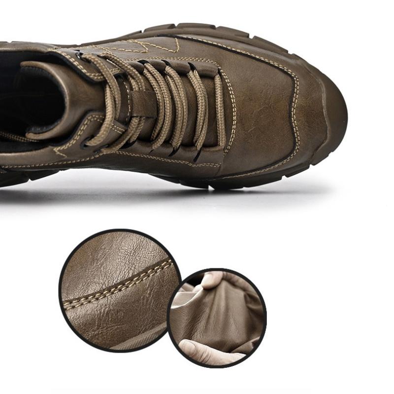 Men's Leather Boots Handmade Outdoor Plush Ankle Boots for Men Casual Shoes Large Size Tooling Shoes