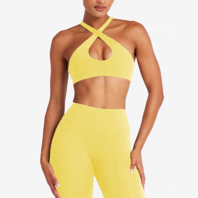 "Elegant Cross-Back Yoga Vest: Sexy, Hollow Design for Female Fitness & Dance Training"