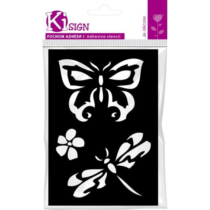 Pochoirs 7X10 cm - Papillon libellule - Noir