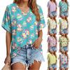Women's Fashionable Casual Everyday Versatile Easter Print Slim-Fit Summer Short-Sleeve Top