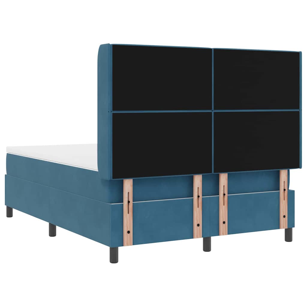 Box Spring Bed with Mattress and Headboard Blue 140 x 190 cm Velvet