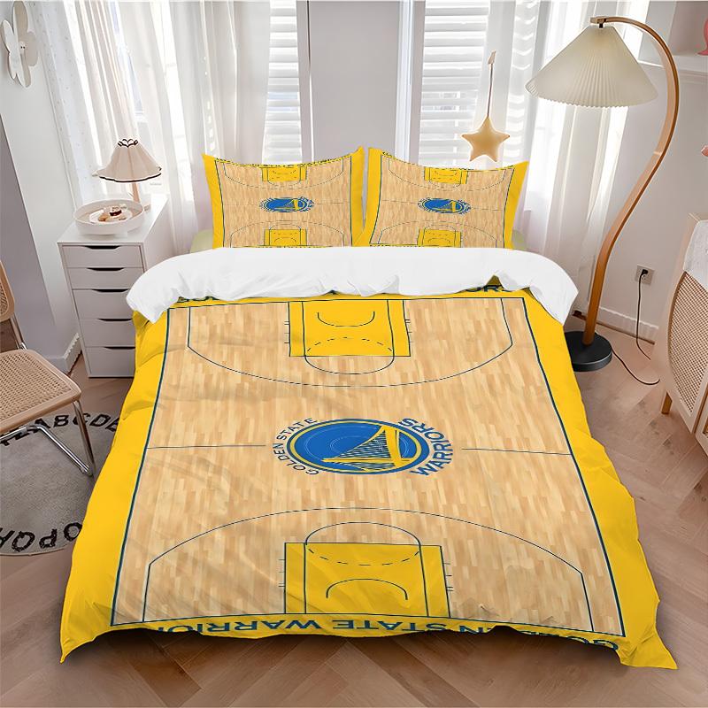 

3pcs bedding set Golden State Warriors Basketball Includes 1 Comforter + 2 Pillowcases, Without Pillow Inserts, Soft Comfortable,a0910236 135x200cm