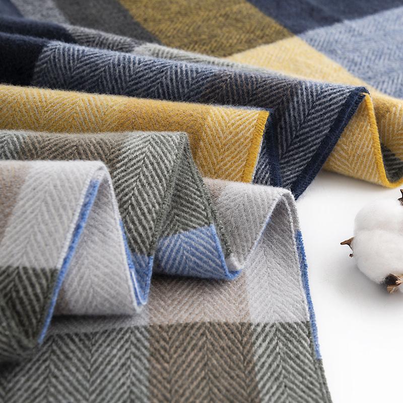 Eșarfă de cașmir imitație pentru bărbați cu model de diamante de iarnă, eșarfă pentru gât cu protecție împotriva rece la modă europeană și americană, șal cald