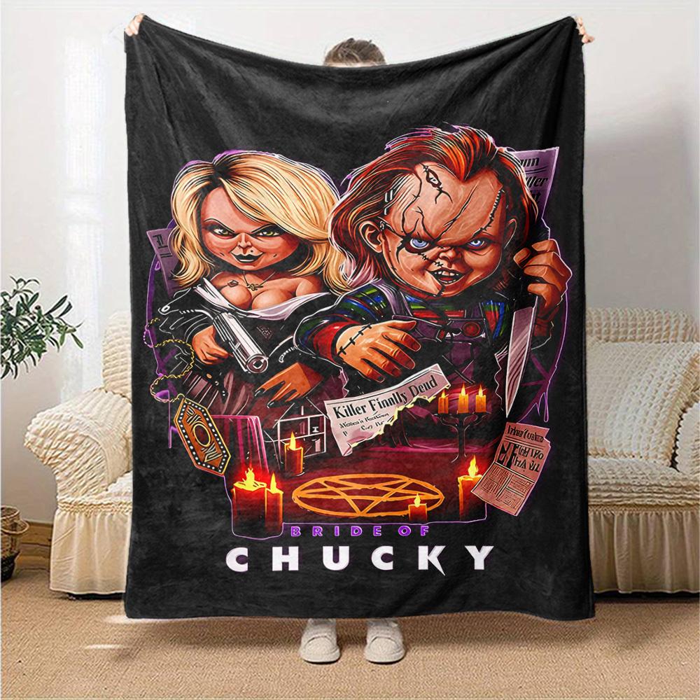 1pc Bride of Chucky Throw Blanket Soft Flannel, Cozy All Season Polyester Perfect for Home, Office