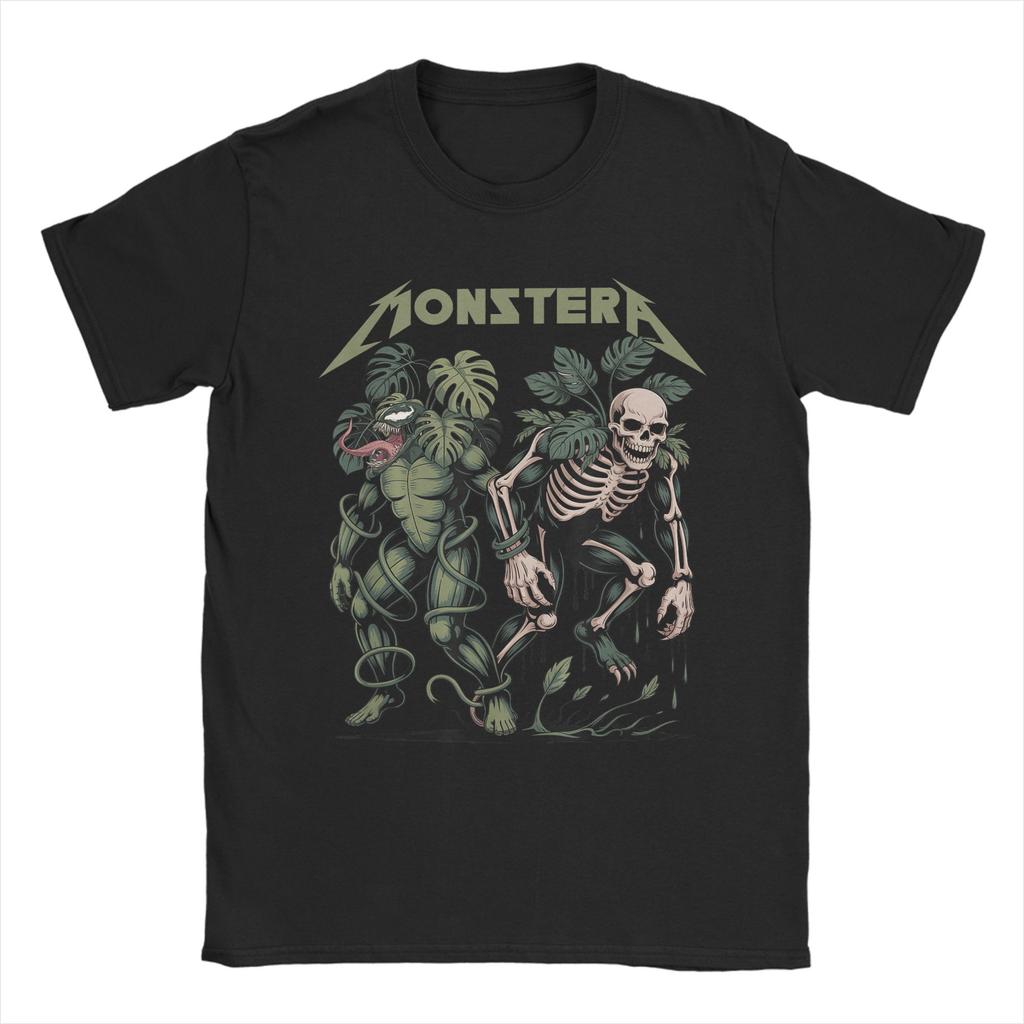 Harajuku T-Shirt Beach Monstera Skull Plant Lover Skeleton Grunge Hip Hop T-Shirts Pure Cotton Tee Shirt Short Sleeve Clothing