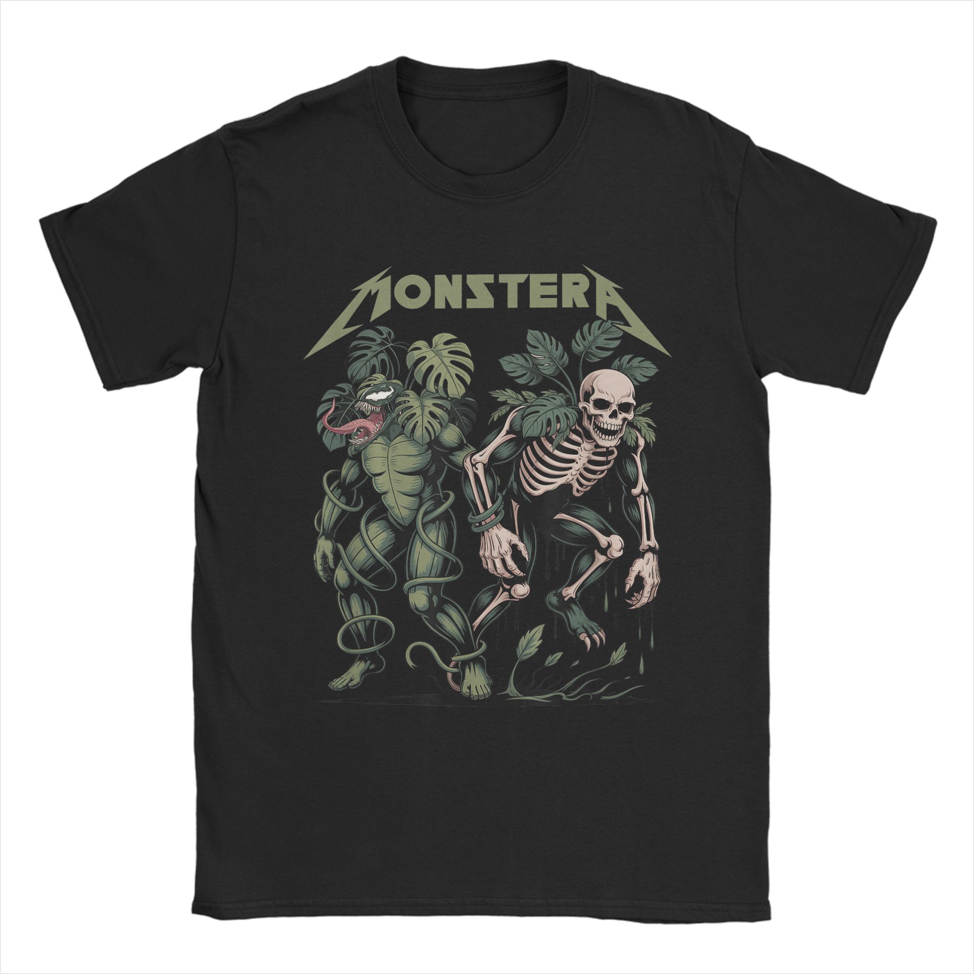 

Monstera Funny Skull Plant Lover Grunge Gardener Skeleton T Shirt Beach Cotton TShirts For Unisexs Hippie Design Tee Shirt Gift S