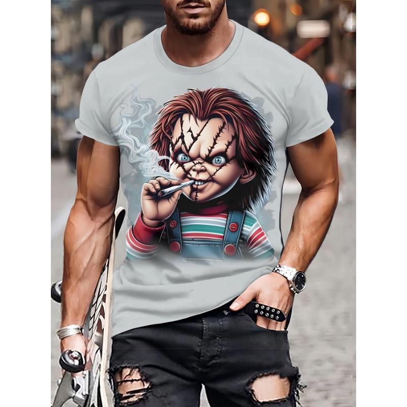 

2025 Horror Movie Chucky 3d Print T-shirt Men Women Fashion Casual Short Sleeve T Shirt Halloween Gifts Tops Tee Man Clothes 4XL
