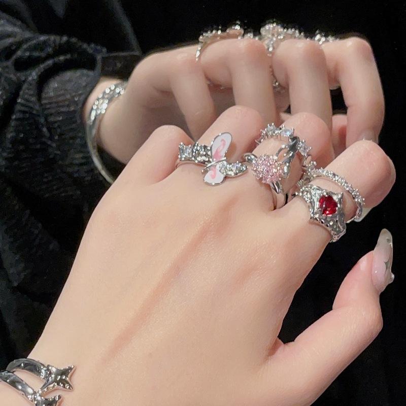 Nischendesign Schmetterling Emaille Offener Ring Sternenklarer Kalter Wind Fortgeschrittener Sinn Französische Mode Personalisierter Ring