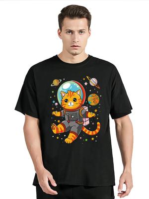 Funny Gift Cat Stronaut's Dream The Ultimate Space Graphic T Shirt Unisex Tops Cotton Tees Fitness Streetwear Oversized T-shirt