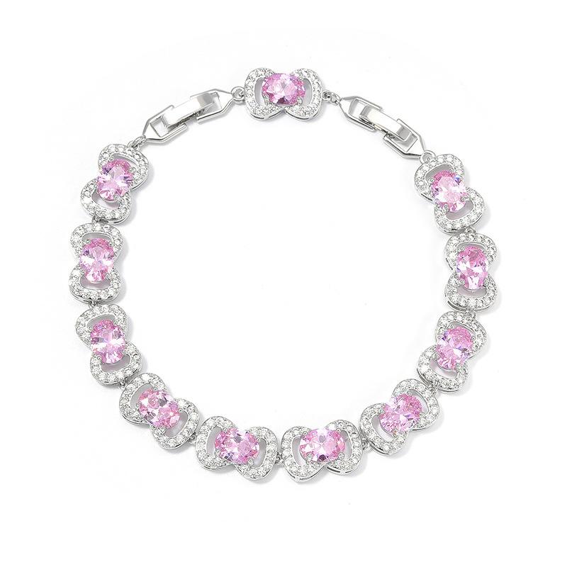 Wholesale of New Exquisite Oval Bow Candy Zircon Bracelets for Ladies with Niche Designs