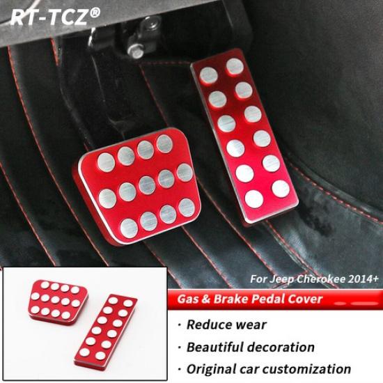 Inner Accelerator Gas Foot Brake Pedal Pad Cover For Jeep Cherokee 2014- Red