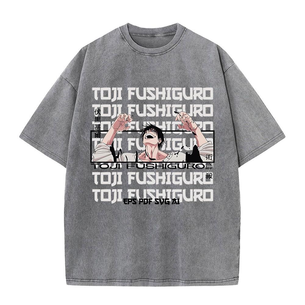Anime Jujutsu Kaisen T-skjorter Vintage Vasket T-skjorte Harajuku Oversize Bomulls-T-skjorte Bomull Mote Streetwear Unisex Topp